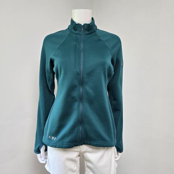 Outdoor Research Jacket Size M Fleece Green Pockets Womens Mock Neck Thumbholes - Picture 1 of 10